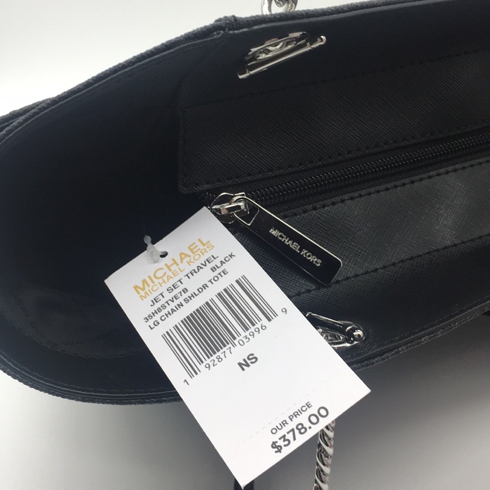 MICHAEL KORS LG CHAIN SHLDR TOTE BLACK - Picture 4 of 8